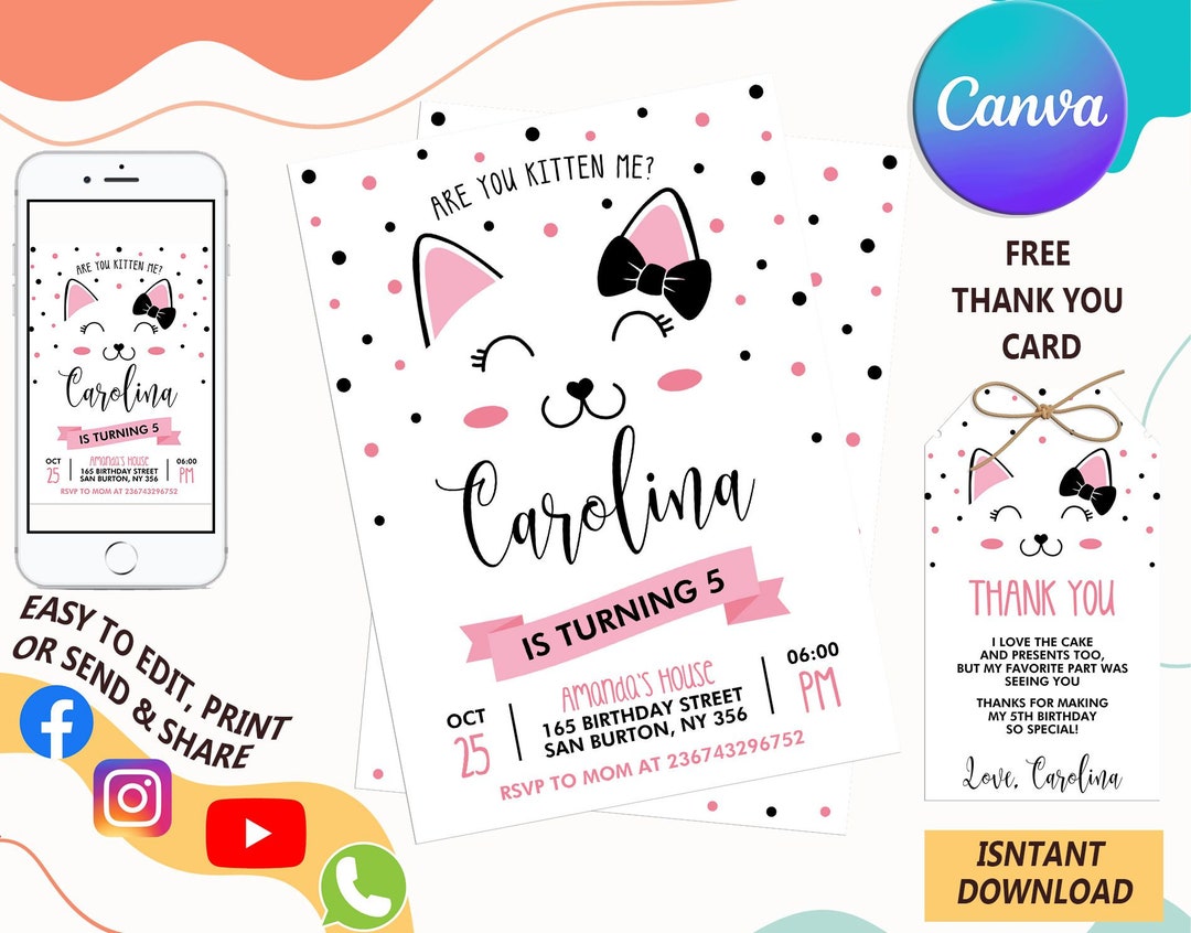 Kitty Cat Birthday Invitation Pet Adoption Birthday Party Cat kitty-cat-birthday-invitation-pet-adoption-birthday-party-cat