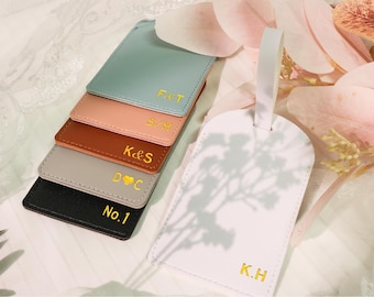 Personalized Leather Luggage Tag: Engraved Monogram Travel Gift