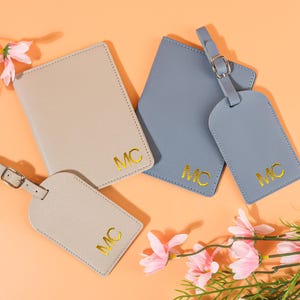 Personalized Vegan Leather Luggage Tag&Passport Holder, Custom Passport Cover, Custom Luggage Tag, Personalized Passport Wallet, Travel Set