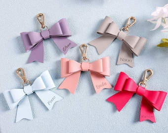 Ciondolo per borsa con fiocco in pelle PU personalizzato: grazioso portachiavi per borsa e zaino