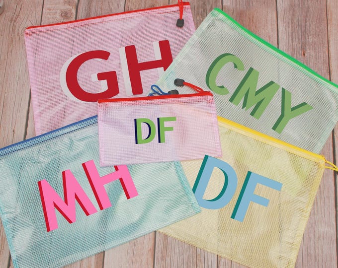 Personalized Waterproof Beach Pouch, Monogrammed Pool Bag