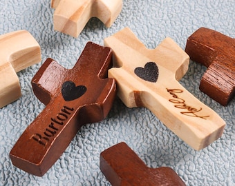 Personalized Wooden Pocket Cross: Comforting Fidget Prayer Gift,Religious Gift,Mini Cross,Thumb Cross