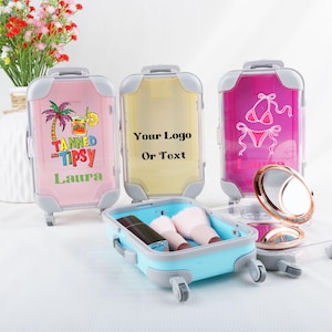 Personalized Mini trolley suitcase,bridal/theme parties,birthdays,hangover kits,weddings,Girls Trips,Sleepover Party favors,Can Use Logo