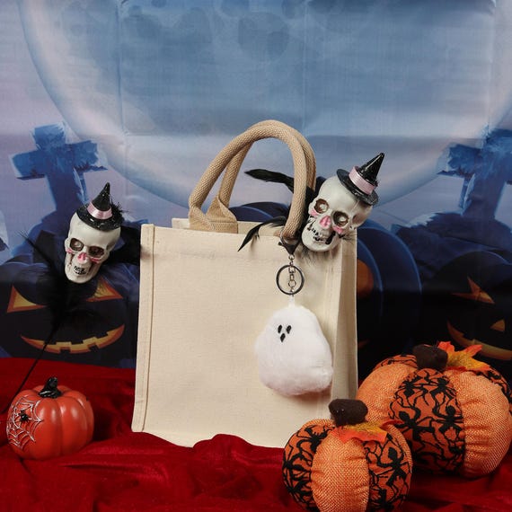 Personalized Halloween Ghost Cat Tote Bag: Trick or Treat Goodie