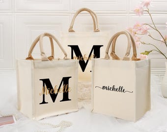 Borse tote in tela personalizzate per damigelle d'onore, borse regalo per damigelle d'onore, borse da spiaggia per damigelle d'onore, regali per damigelle d'onore, borse tote per matrimoni, regali per feste nuziali