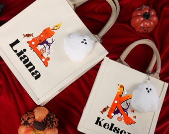 Personalisierte Halloween Geist Katzen Einkaufstasche: Süßes sonst gibts Saures Goodie Bag