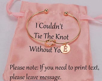 Pulsera personalizada con nudo e inicial, regalo para la fiesta nupcial con bolsa de cordón