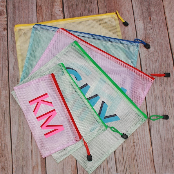 Custom Shadow Monogram,Water Resistant Zipper Storage Bag/Pouch.Personalize Bridesmaid Gift Bag,Bachelorette Bridal Party Favor,Can use Logo