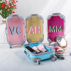 Personalized Shadow Monogram Mini trolley suitcase, Personalized Gift For Traveler,vendor events, wedding,Girls Trips,Sleepover Party favors