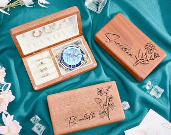 Joyero de madera grabado personalizado: Estuche de viaje personalizado para dama de honor