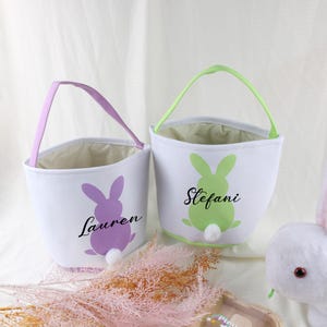 Custom Easter Basket,Easter Basket for Kids,Personalized Bunny Baskets,Easter Gifts for Boy & Girl ,Easter Bunny Tail Bag
