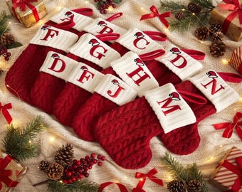 Personalized Knit Christmas Stocking, 2026 Xmas Embriodered Family  Knit Holiday Stockings Gift, Bulk Holiday Decor, Event and Group Gifts