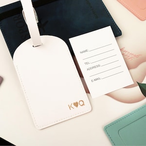 Personalized Vegan Leather Luggage Tag, Engraved Monogram Luggage Tag, Custom Luggage Tag, Suitcase Tag, Wedding Party Favors, Travel Gifts