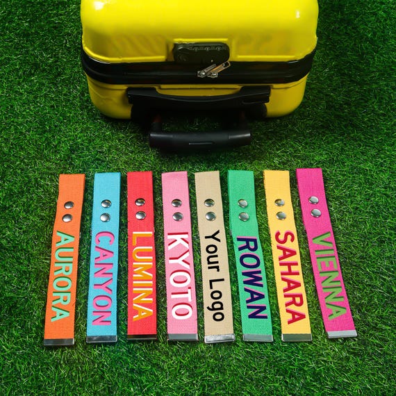 Personalized Luggage Tag & Handle Wrap,Vibrant Travel ID Belt,Customized Name ID Suitcase,Travel School Bag Tag,Traveler's gift,Can use Logo