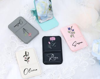 Personalized square makeup mirror, pocket mirror with custom name and logo, bridesmaid gift, folding makeup mirror, travel makeup mirror