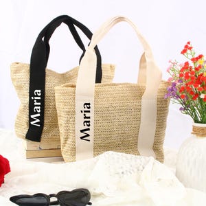 Beach bag personalized, Small Burlap Tote Bag, Custom Straw Bags, Bridal shower bag,Wedding Gift,beach bag bachelorette, bridesmaid proposal