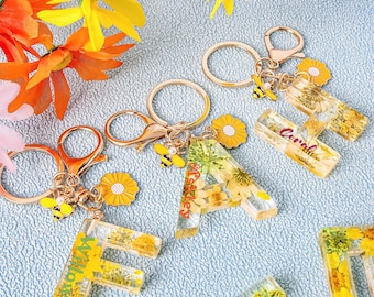 Personalized Resin Initial Keychain: Custom Backpack Accessory