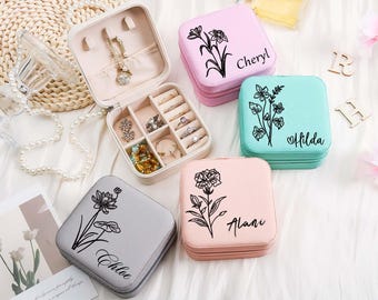 Portagioie personalizzato con fiori di nascita: ricordo da viaggio personalizzato con nome