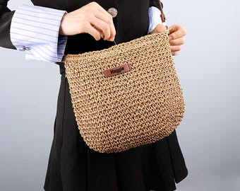 Woven Straw Crossbody Bag: Personalized Summer Beach Purse