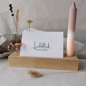 Candlestick SIKTE made of oak/ash - customizable - with dried flowers and cards/photo holders