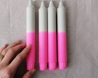 Set of 4 / Dip Dye Candles / PINK GLOSS