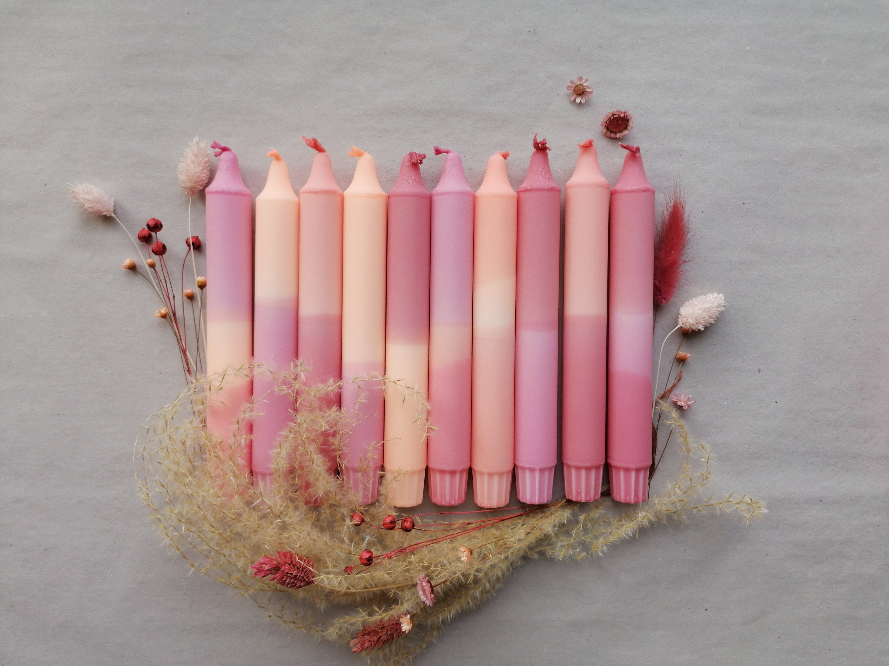 Ensemble de 4-40/Bougies Dip Dye Hjärta