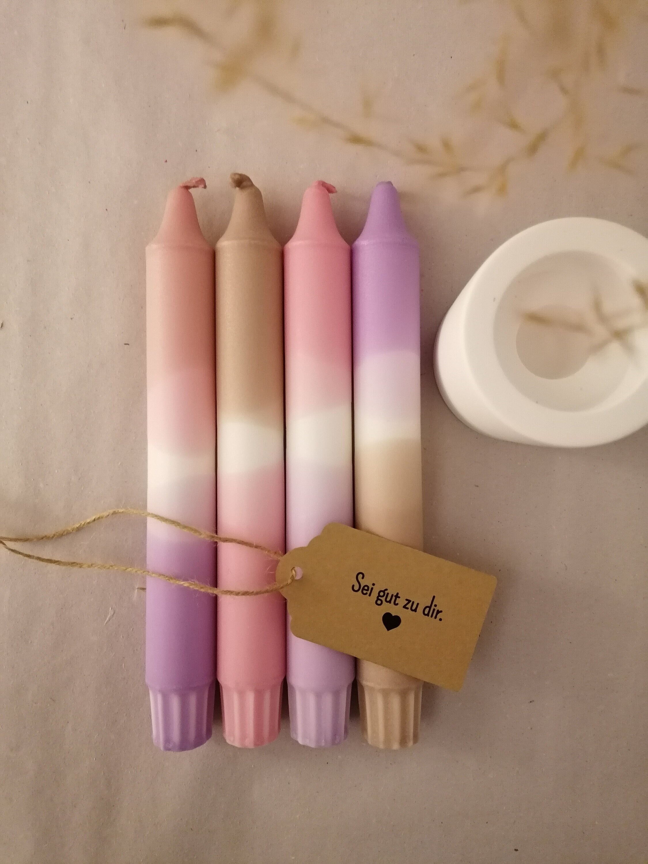 Lot de 4/Bougies Dip Dye Gredelin