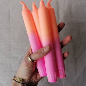 Set of 4 / Dip Dye Candles / SUNSET