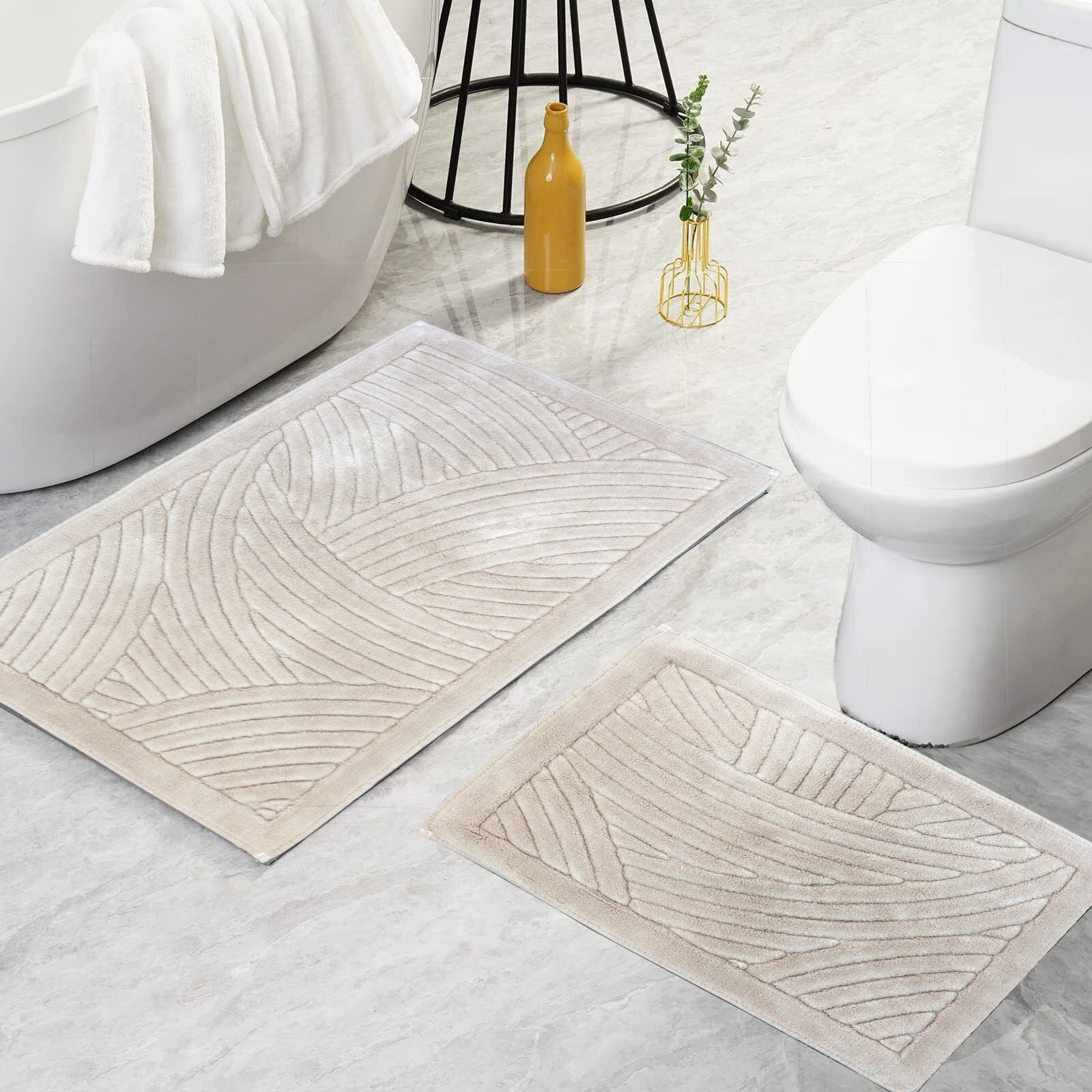 KARAT Luxury Gold & White Bathroom Rug –, VESIMI Design