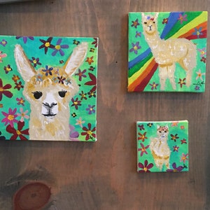 Alpaca painting groovy miniature art childrens decor bathroom