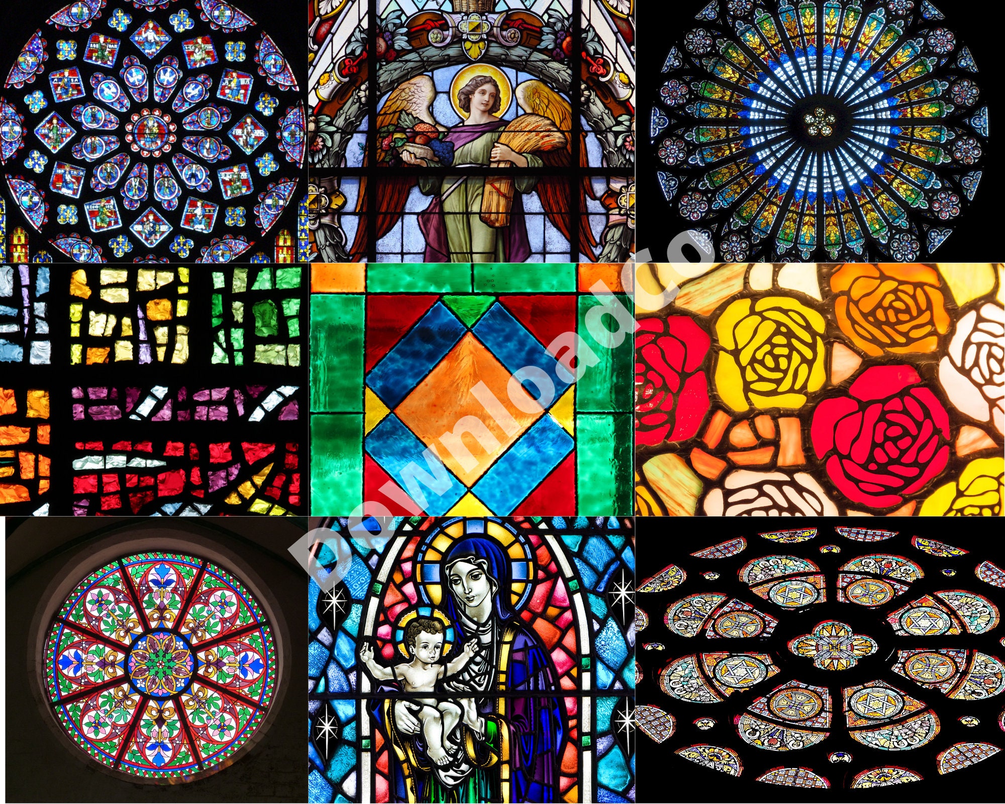 Stained Glass Collage Different Pieces of Stained Glass Art Etsy