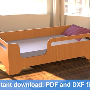 Plans for Kid&#39;s Wooden Bed, Montessori, Toddler Bed, Wooden Floor Bed, Loft, House Bed Frame Build Instructions, DIY Woodworking, Tutorial
