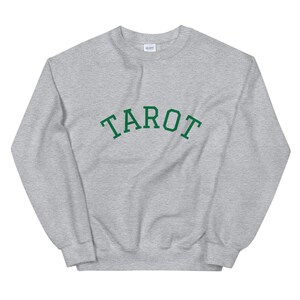 Sudadera colegial unisex TAROT - Gris claro y verde -