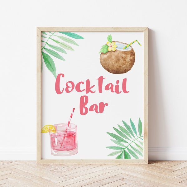 Summer Cocktail Bar Sign Print - Summer Theme Party - Pool Party Cocktail Bar Sign - Birthday Party Decor - Pool Party Decor - 007