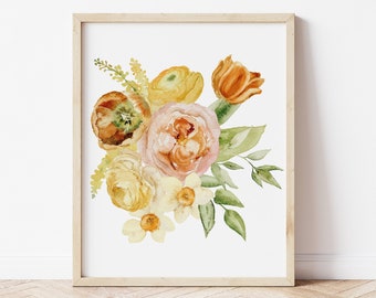 Watercolor Flower Printable Art - Summer Floral Print - Farmhouse Home Decor