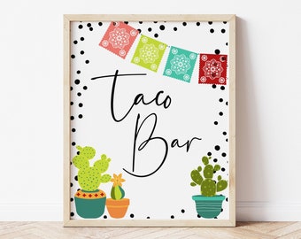 Fiesta Taco Bar Sign Print - Fiesta Theme Party - Fiesta Bridal Shower - Fiesta Baby Shower - Taco bout a party