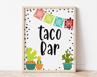 Fiesta Taco Bar Sign Print - Fiesta Theme Party - Fiesta Bridal Shower - Fiesta Baby Shower - Taco bout a party