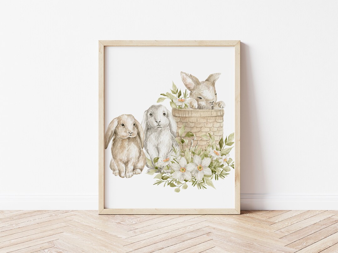 Spring Watercolour Rabbits Watercolor Rabbit Spring Printable, Spring Wall Art, Farmhouse Home ...