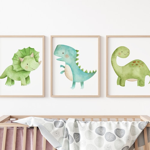 Dinosaur Wall Art Dinosaur Prints or Canvas Set of 3 Etsy