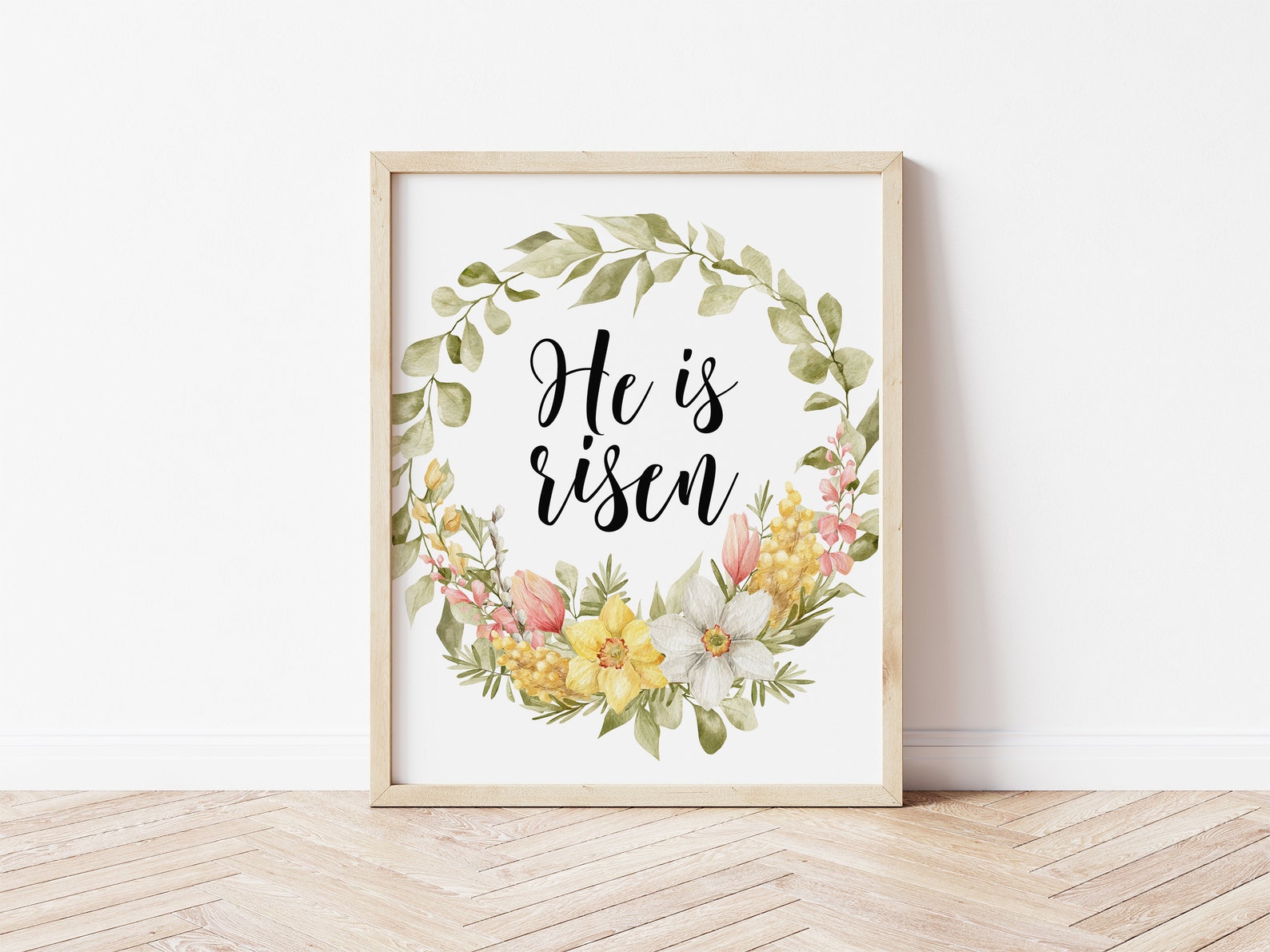 He is Risen Print Watercolor Flower Print Spring Farmhouse Wall Art ...