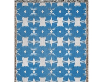 Aztec Woven Blanket Blue