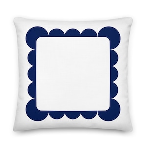 Scallop Navy and White Pillow