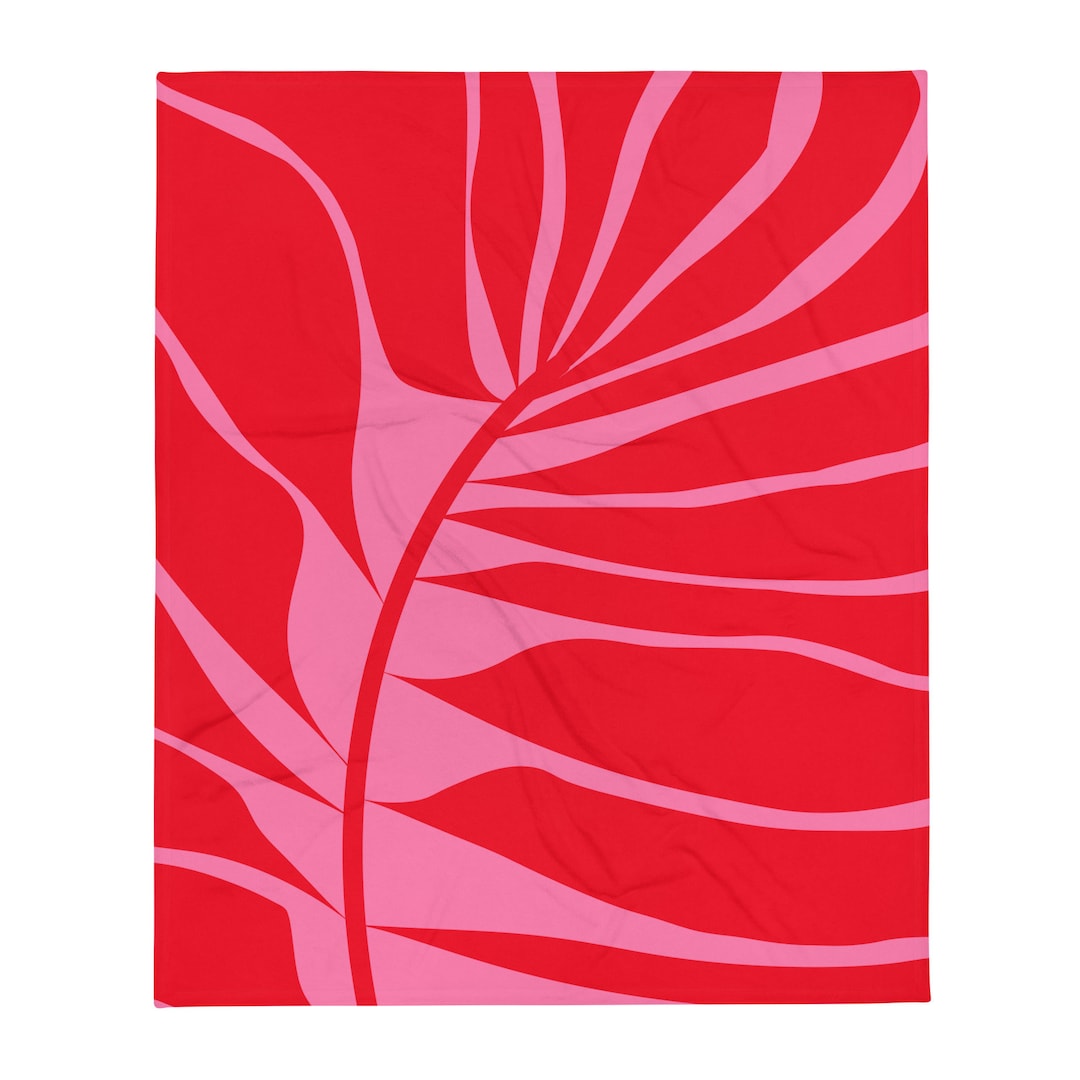 Leaf Pink and Red Velveteen Throw Blanket - Etsy