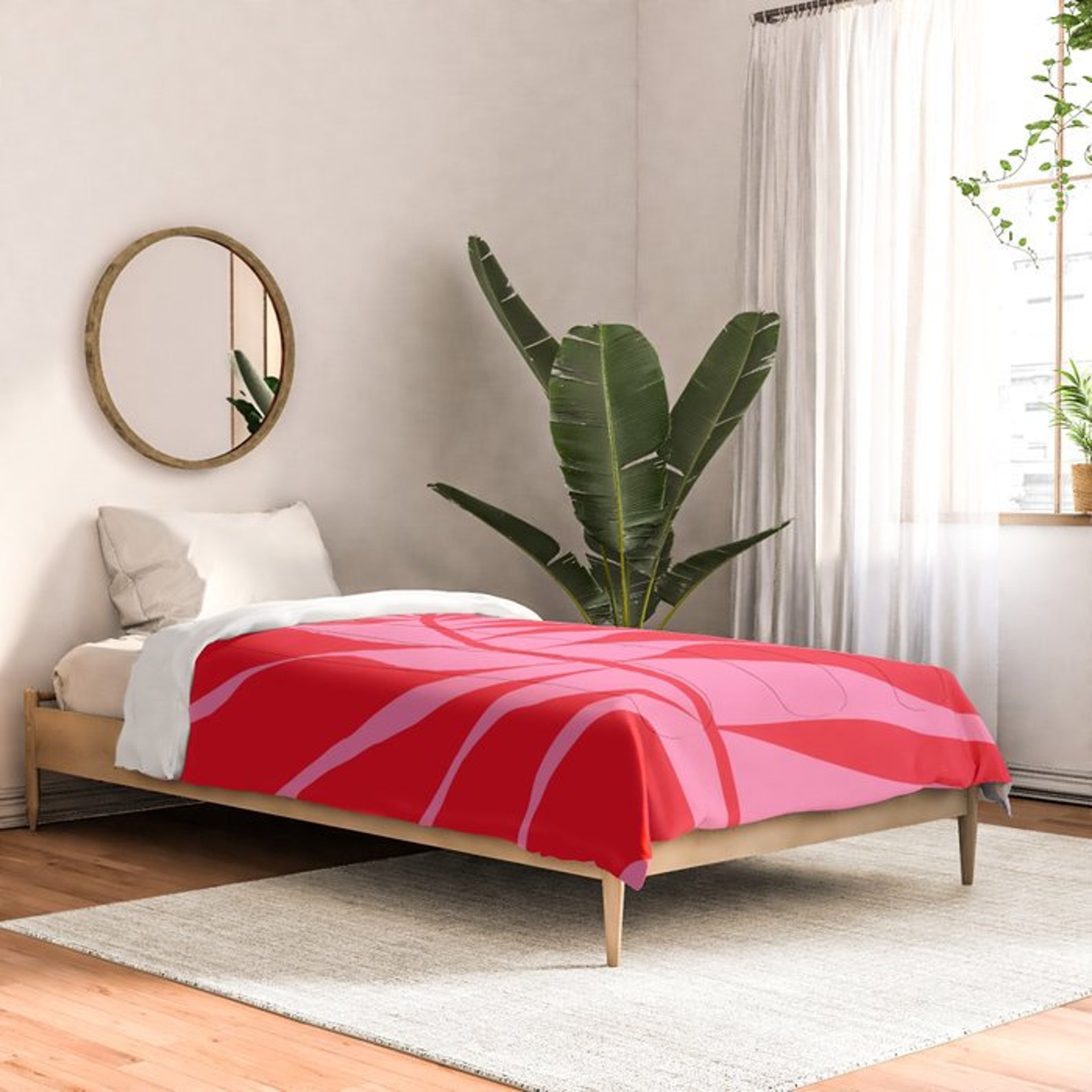 Leaf Pink and Red Velveteen Throw Blanket - Etsy