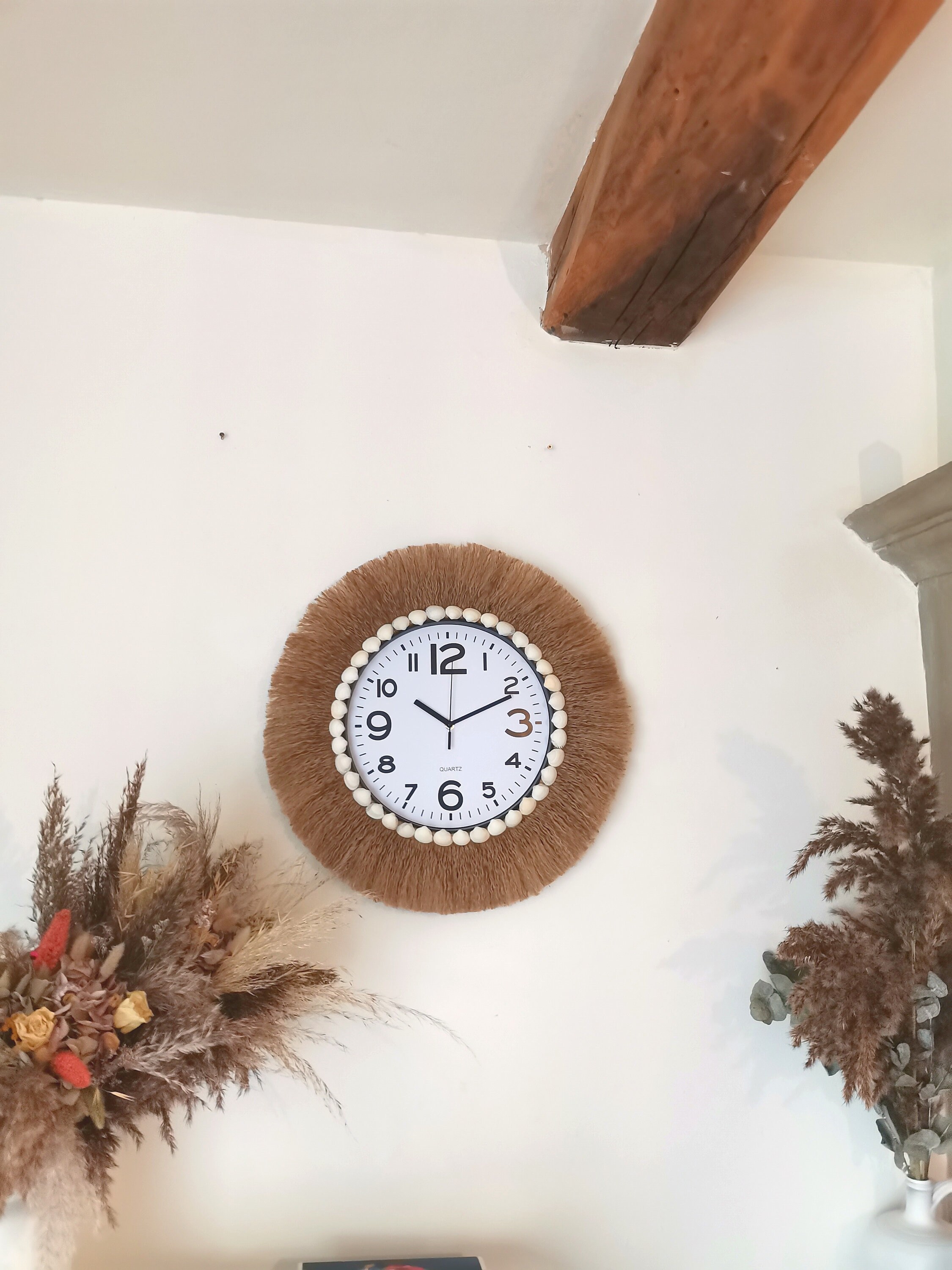 Horloge Murale Macramé, Fait Main avec Jute Tressé à La Main, Horloge Style Bohème
