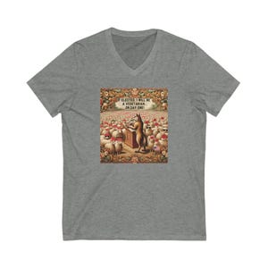 Lustiges Schaf Anti Maga Vegetarisches T-Shirt, Frauen-T-Shirt mit V-Ausschnitt, Politischer Humor Geschenk, Unisex Grafik-Shirt, Demonstration
