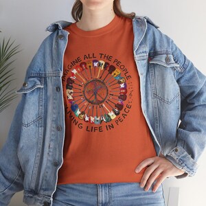 Imagine All the People Unisex Heavy Cotton Tee, Gift for Friend, Gift for Activists, Beatle's Lyrics, Gift for Musician, Peace Movement image 5