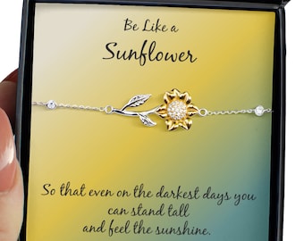 Be Like a Sunflower Gift For Her, Gold and Silver Bracelet Sunflower Gifts for Women and Girls, Sunflower Perfection for Birthday Gifts