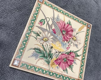 1 Vintage Round H&R Johnson LTD Scenery Tile Made in England