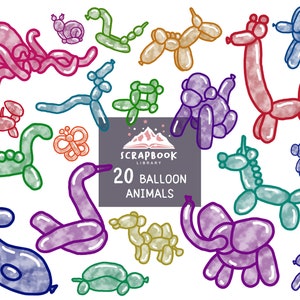 Balloon Animal Clipart, Colorful Party Animal Pattern, Rainbow Color Balloons, Cute Animal Design, PNG Clipart, Cute Wild Life Decoration